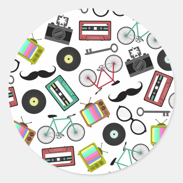 Hipster Themed Envelope Seal Sticker (Front)