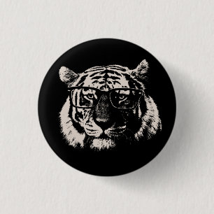 Hipster Tiger With Glasses 3 Cm Round Badge