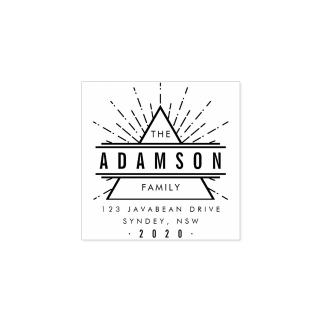Hipster Triangle Family Name Return Address Rubber Stamp (Imprint)