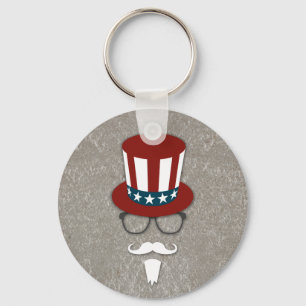 Hipster Uncle Sam Key Ring