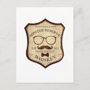 hipster whiskey logo postcard