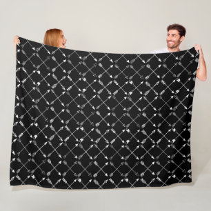Hipster White Arrow Pattern Mostly Black Fleece Blanket