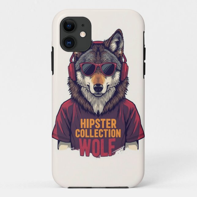 Hipster Wolf Headphones Mobile Case (Back)