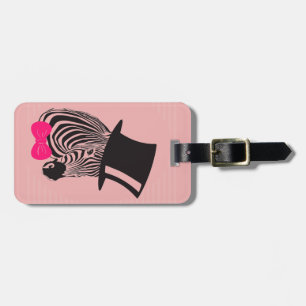 Hipster Zebra with top hat and Bow Tie Luggage Tag