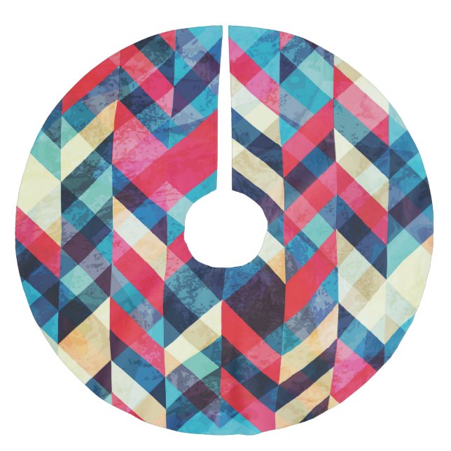 Hipster zigzag: grunge seamless pattern. brushed polyester tree skirt (Front)