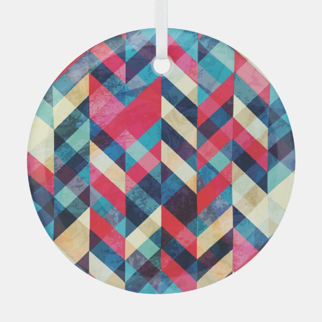 Hipster zigzag: grunge seamless pattern. glass tree decoration (Front)