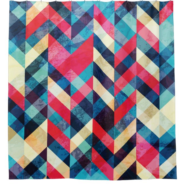 Hipster zigzag: grunge seamless pattern. shower curtain (Front)