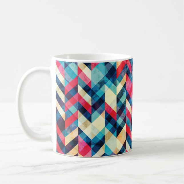hipster zigzag seamless pattern with grunge effect coffee mug (Left)