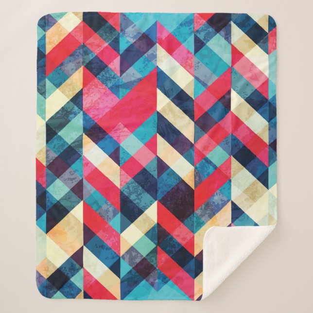 hipster zigzag seamless pattern with grunge effect sherpa blanket (Front)