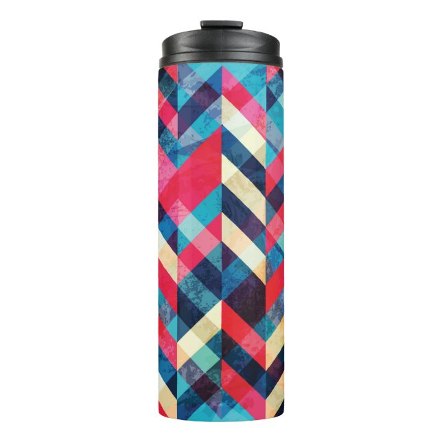 hipster zigzag seamless pattern with grunge effect thermal tumbler (Front)