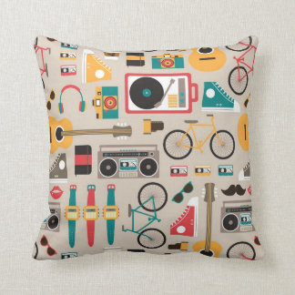 Hipsterrific Hipster Things Pattern (Cinereous) Cushion