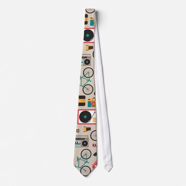 Hipsterrific Hipster Things Pattern (Cinereous) Tie (Front)
