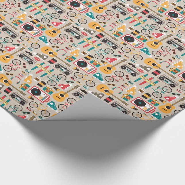 Hipsterrific Hipster Things Pattern (Cinereous) Wrapping Paper (Corner)