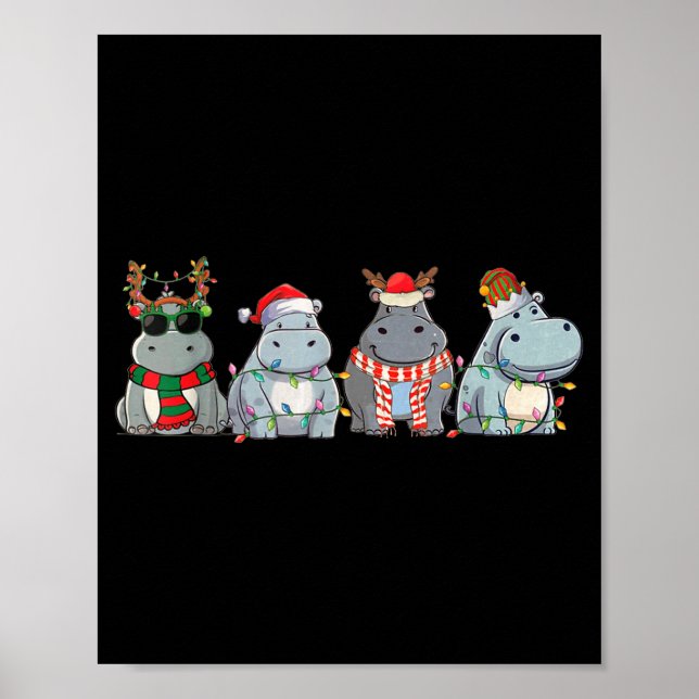Hiptamuses Christmas Lights Cute Hip Christmas  Poster (Front)