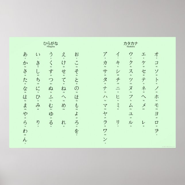 Hiragana Katakana Learn Japanese Characters Poster (Front)