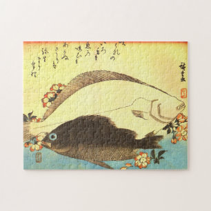 Hirame & Mebaru - Hiroshige's Japanese Fish Print Jigsaw Puzzle