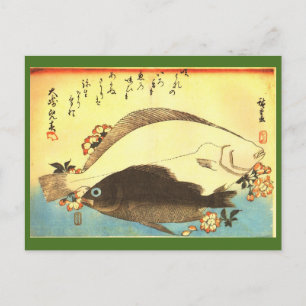 Hirame & Mebaru - Hiroshige's Japanese Fish Print Postcard