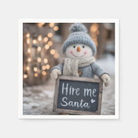 "Hire me Santa" Snowman with a Sign