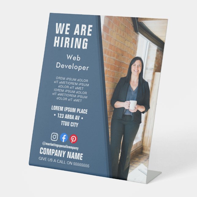 hiring staff BUSINESS custom logo flyer Poster  Pedestal Sign (Front)