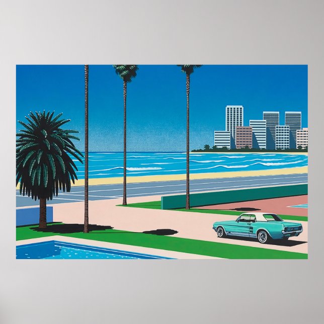 hiroshi nagai art paintings city pop and aeroplane poster (Front)