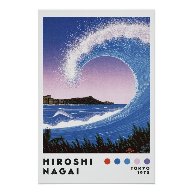 Hiroshi Nagai Inspired Ocean Wave Retro Art Print (Front)