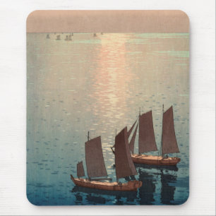 Hiroshi Yoshida's Sparkling Sea Japanese Woodblock Mouse Pad