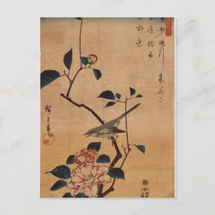 Hiroshige: Camellia and Bush Warbler Postcard