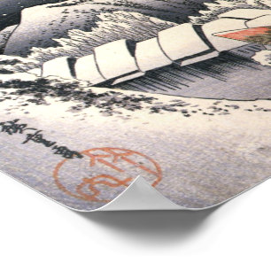 Hiroshige, Evening Snow at Kanbara village Poster