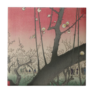 Hiroshige Plum Estate Kameido: Vintage Japanese Ceramic Tile