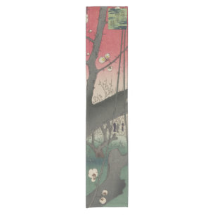 Hiroshige Plum Estate Kameido: Vintage Japanese Short Table Runner