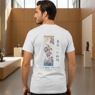 Hiroshige Rose and Wagtail Japanese Art White Tri-Blend Shirt