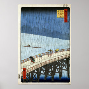 Hiroshige Sudden Shower over Shin-Ōhashi Bridge Poster