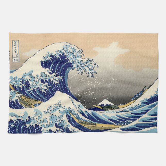 Hiroshige The Great Wave Off Kanagawa Tea Towel (Horizontal)