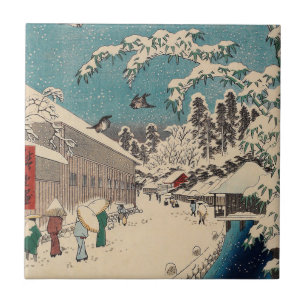 Hiroshige winter landscape japan country ceramic tile