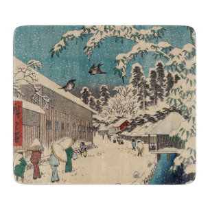 Hiroshige winter landscape japan country cutting board