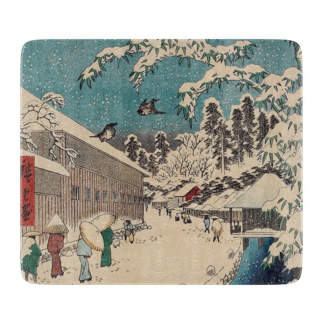 Hiroshige winter landscape japan country cutting board (Front)