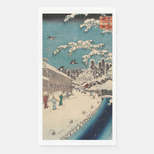 Hiroshige winter landscape japan country napkin