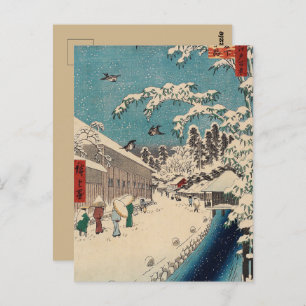 Hiroshige winter landscape japan country postcard