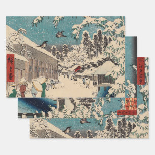 Hiroshige winter landscape japan country wrapping paper sheet