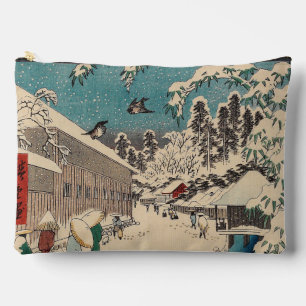 Hiroshige winter landscape japan ukiyo-e antique accessory pouch