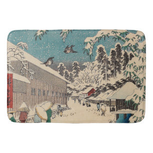 Hiroshige winter landscape japan ukiyo-e antique bath mat