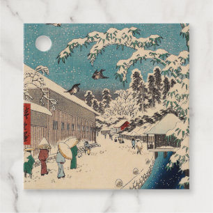 Hiroshige winter landscape japan ukiyo-e antique favour tags