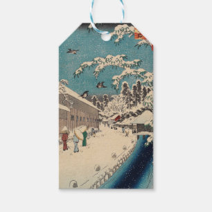 Hiroshige winter landscape japan ukiyo-e antique gift tags