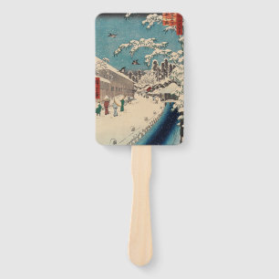 Hiroshige winter landscape japan ukiyo-e antique hand fan