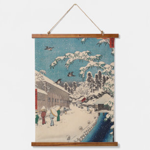 Hiroshige winter landscape japan ukiyo-e antique hanging tapestry
