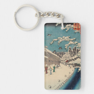 Hiroshige winter landscape japan ukiyo-e antique key ring