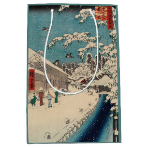 Hiroshige winter landscape japan ukiyo-e antique medium gift bag