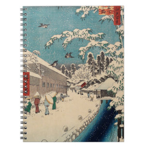 Hiroshige winter landscape japan ukiyo-e antique notebook
