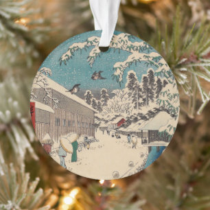 Hiroshige winter landscape japan ukiyo-e antique ornament