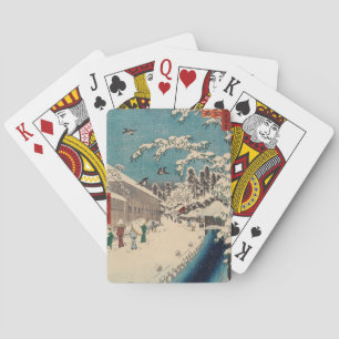 Hiroshige winter landscape japan ukiyo-e antique playing cards